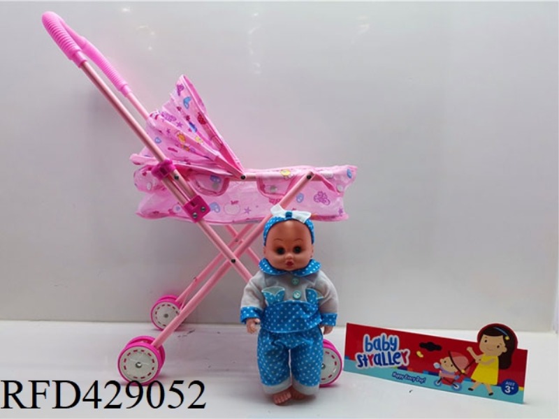 IRON TROLLEY WITH DOLL WITH IC