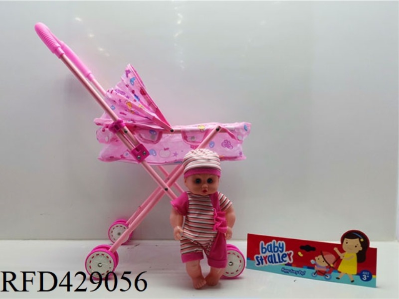IRON TROLLEY WITH DOLL WITH IC