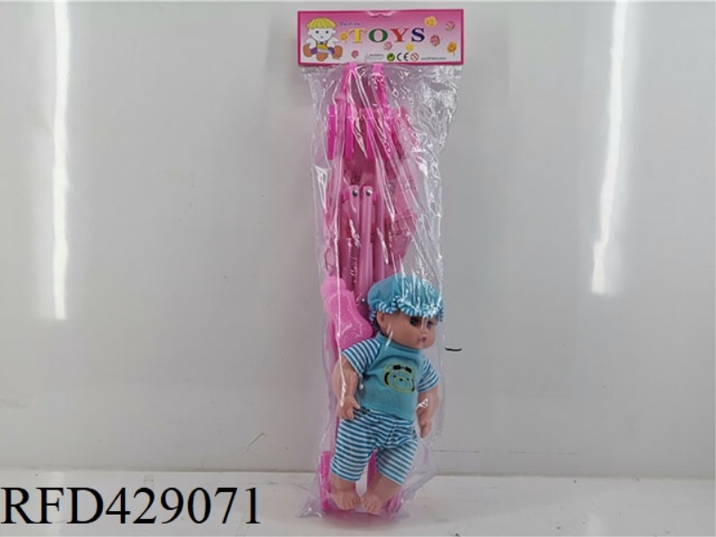 BABY STROLLER WITH PEE DOLL WITH IC+ BOTTLE