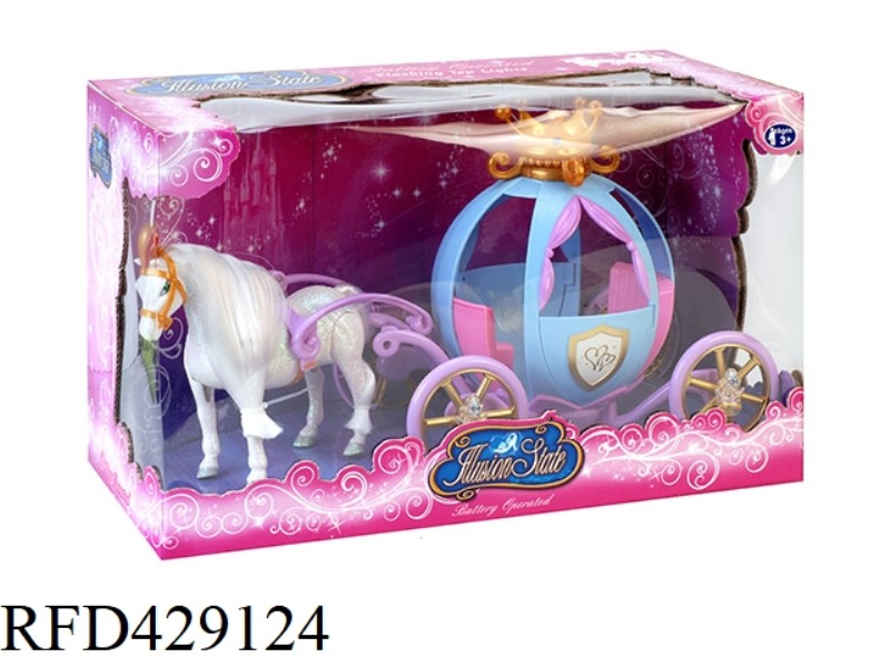 GOLD-SPRAYED ELECTRIC PONY + MEDIUM PUMPKIN CAR + MAGIC GODMOTHER + 3 LITTLE MICE