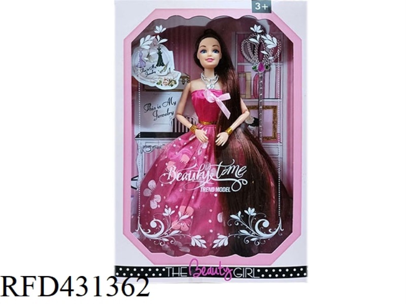 11.5 INCH SOLID BODY 11 JOINT WEDDING DRESS BARBIE WITH SCEPTER, BRACELET, NECKLACE