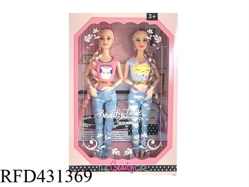 11.5-INCH 9-JOINT SOLID BODY BRAIDED BARBIE SPORTSWEAR TWO IN A BOX