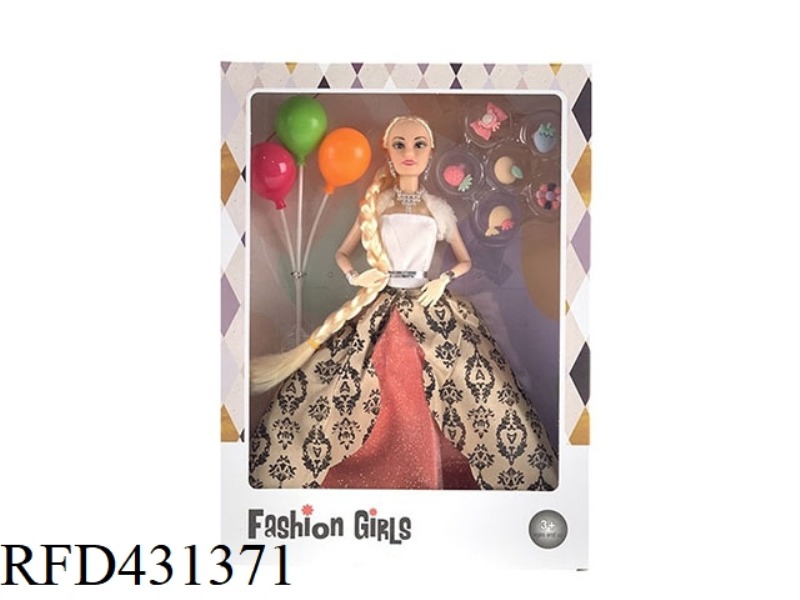 11.5-INCH 9-JOINT SOLID BODY WEDDING DRESS BARBIE WITH BALLOONS AND HAIRPIN ACCESSORIES