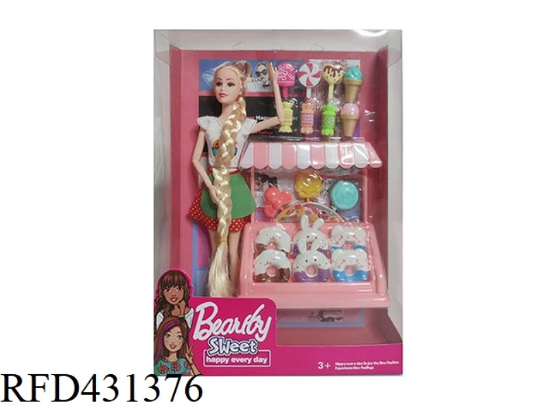 11.5 INCH SOLID BODY JOINT COOKING FASHION BARBIE WITH ICE CREAM + BLISTER ACCESSORIES SET