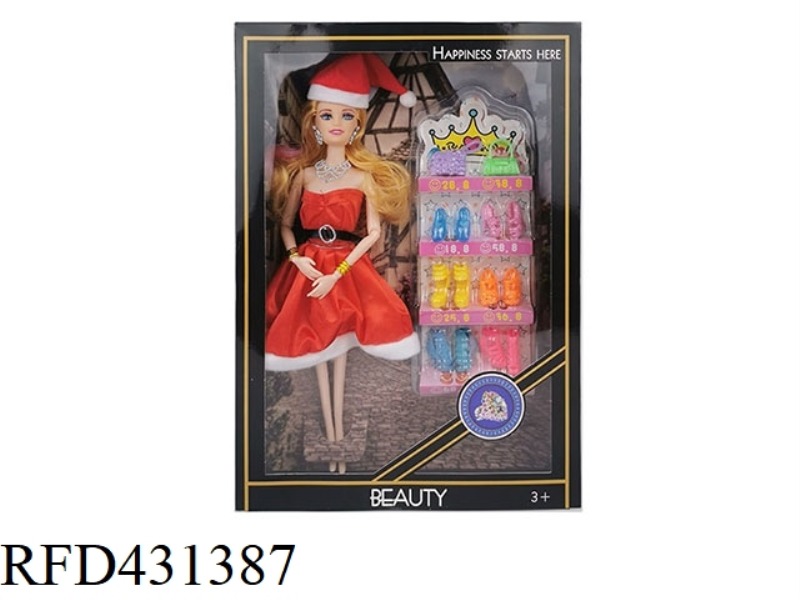 11.5 INCH 9 JOINTS SOLID CHRISTMAS FASHION BARBIE WITH NECKLACE EARRING BRACELET SHOES BLISTER COVER
