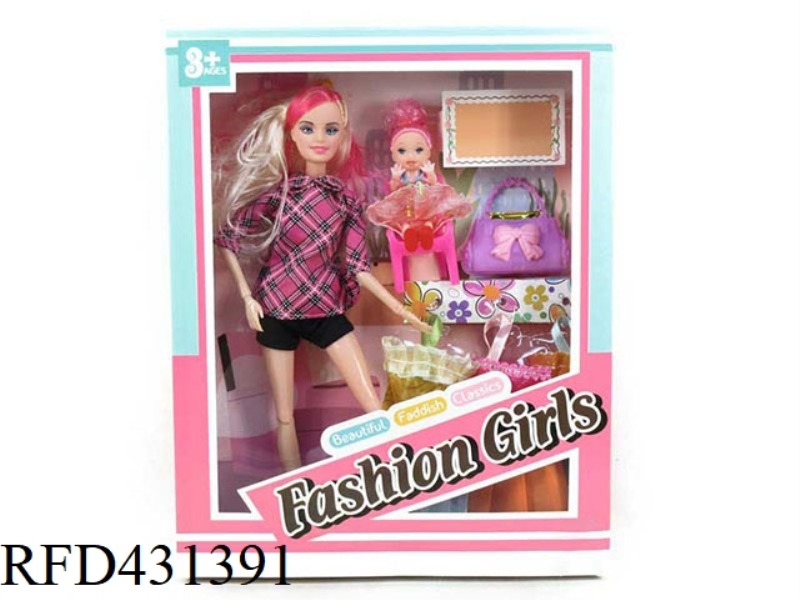 11 INCH SOLID FASHION GIRLS SHORTS WITH KIDS AND BAGS