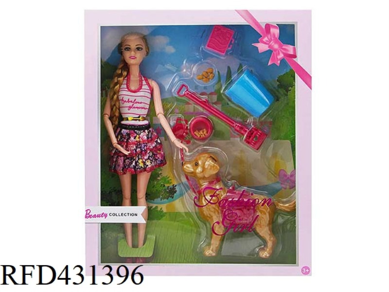 11.5 INCH 12 JOINT SOLID BODY RAPUNZEL WITH HAND-MADE PET DOG SET