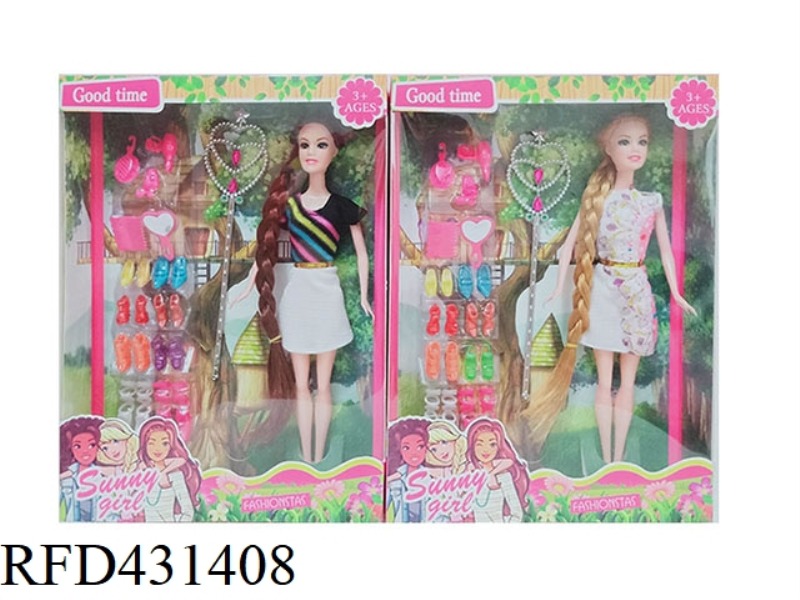 11.5 INCH SOLID BODY BARBIE WITH MAGIC WAND + SHOES BLISTER ACCESSORIES SET 2 MIXED