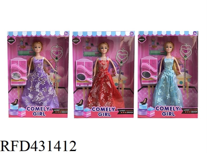 11.5 INCH REAL BODY LIVE HAND WEDDING DRESS BARBIE WITH SCEPTER, COMB, MIRROR 3 MIXED