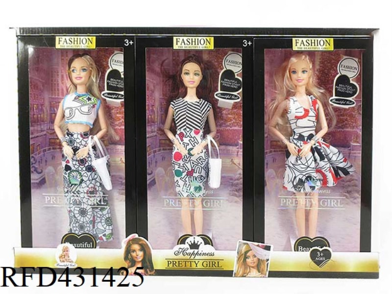 11 INCH SOLID BODY 9 JOINT FLOWER SKIRT BARBIE 3 SISTERS 3 MIXED 3PCS