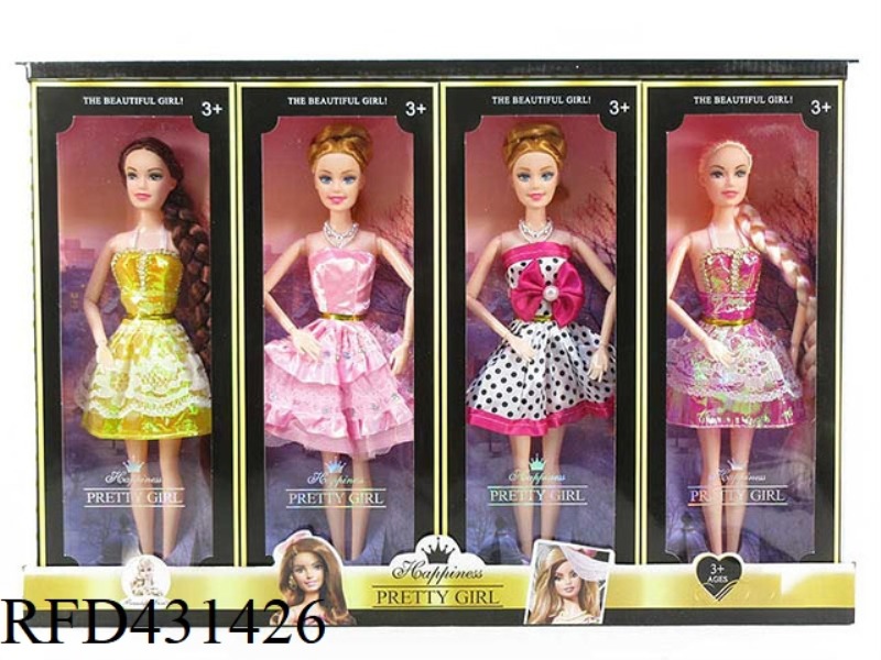 11 INCH SOLID BODY 9 JOINT SKIRT BARBIE 4 MIXED 4PCS