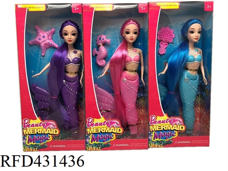 SOLID 11.5 INCH LIVE HAND MERMAID BARBIE 3-COLOR MIXED WITH LIGHT AND ACCESSORIES