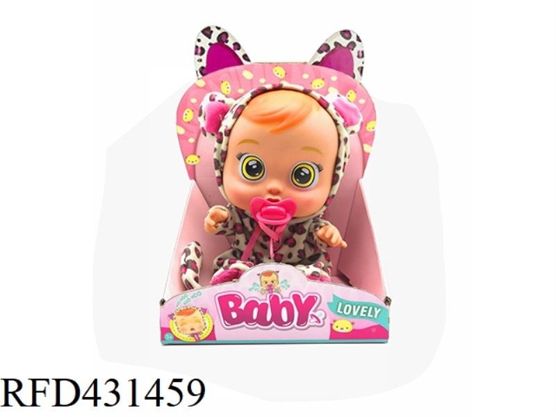 14 INCH VINYL CRYING DOLL WITH FOUR TONE MUSIC DAD .MOTHER.ANGRY.CRY WITH PACIFIER