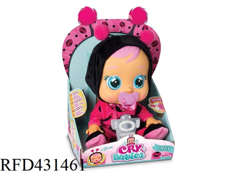14 INCH VINYL CRYING DOLL WITH FOUR TONE MUSIC DAD .MOTHER.ANGRY.CRY WITH PACIFIER