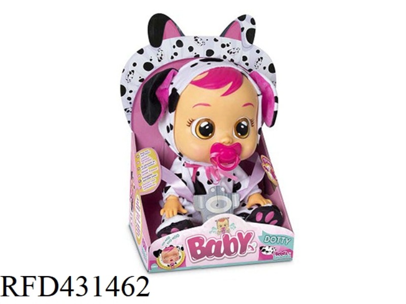 14 INCH VINYL CRYING DOLL WITH FOUR TONE MUSIC DAD .MOTHER.ANGRY.CRY WITH PACIFIER