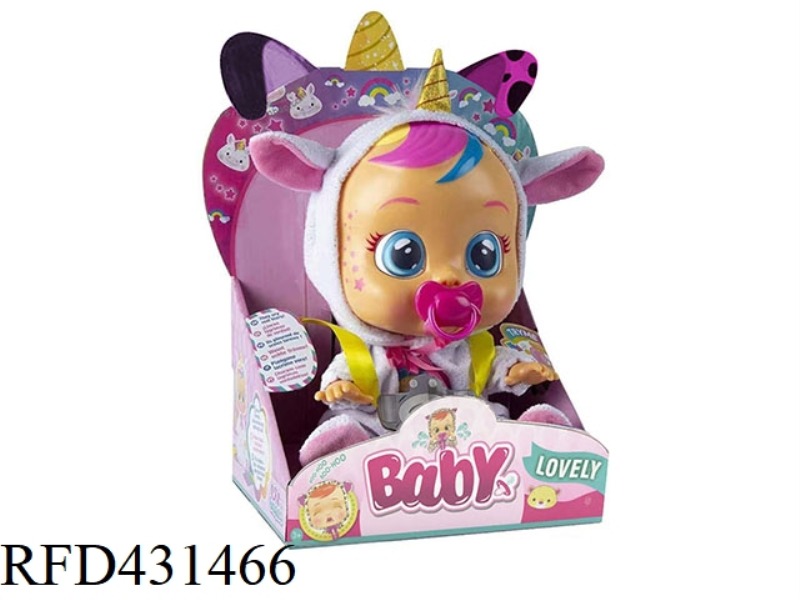 16 INCH VINYL CRYING DOLL WITH FOUR TONE MUSIC DAD .MOTHER.ANGRY.CRY WITH PACIFIER