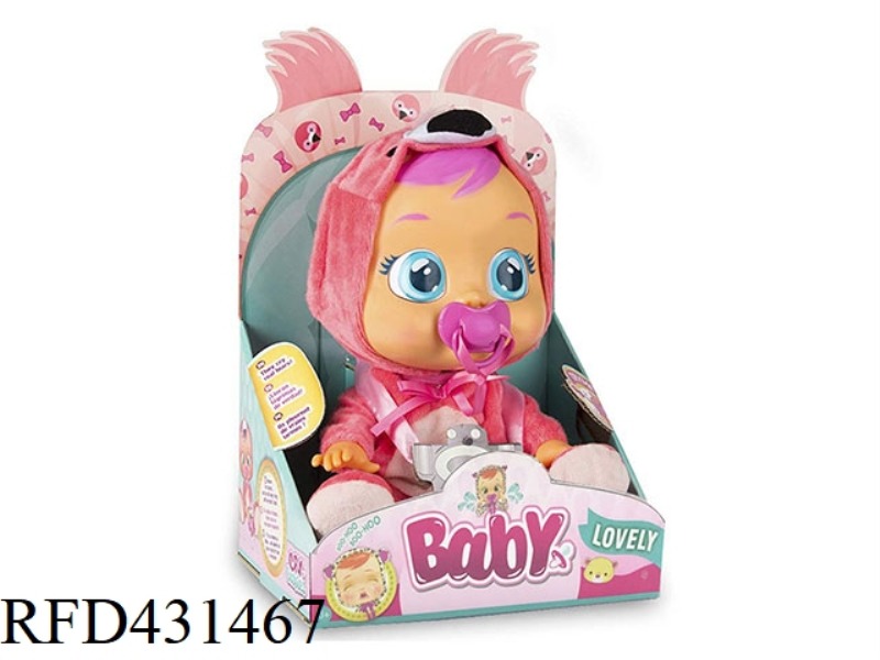 17 INCH VINYL CRYING DOLL WITH FOUR TONE MUSIC DAD .MOTHER.ANGRY.CRY WITH PACIFIER