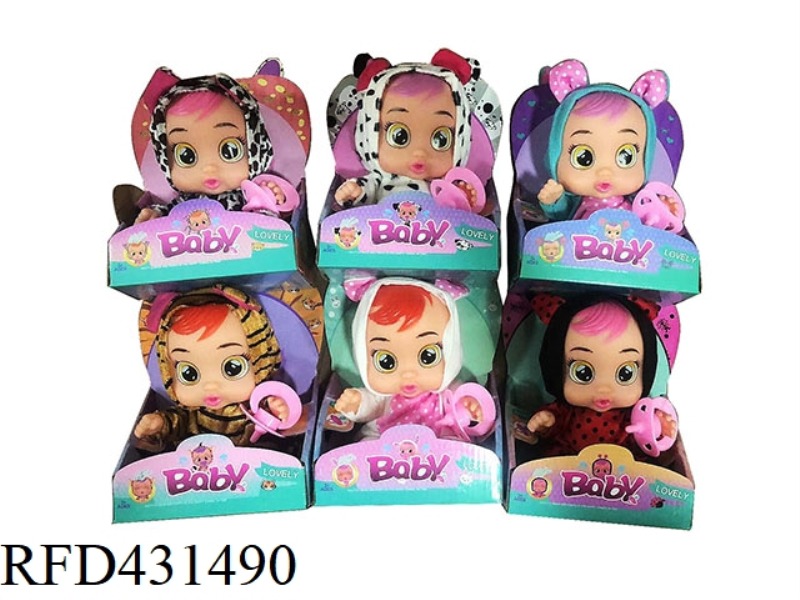 9 INCH VINYL CRYING DOLL CAN DRINK WATER REALLY TEARS WITH FOUR MUSIC DAD .MOTHER.ANGRY.CRY WITH BAB