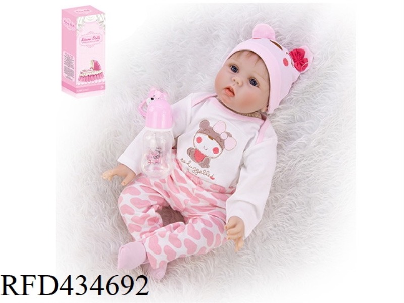 55CM REBIRTH DOLL HIGH SIMULATION BABY DOLL (SIMULATION LANUGO) WITH BOTTLE, MAGNETIC PACIFIER, DIAP
