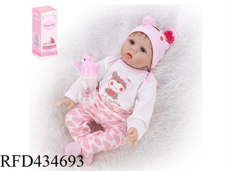 55CM REBIRTH DOLL HIGH IMITATION BABY DOLL (WIG COVER) WITH FEEDING BOTTLE, MAGNETIC PACIFIER, DIAPE