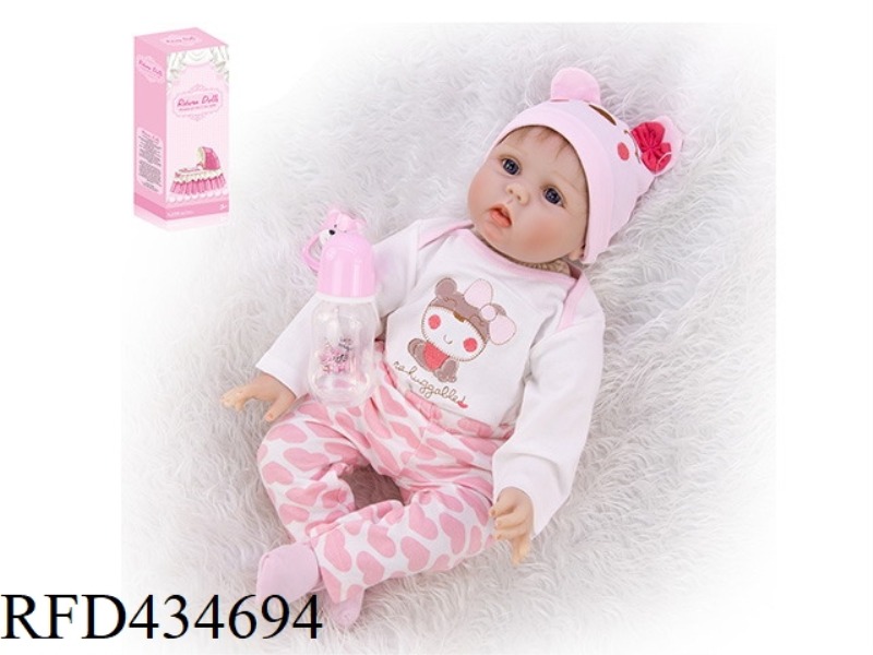 55CM REBIRTH DOLL HIGH SIMULATION BABY DOLL (ORDINARY PP CAR HAIR) WITH FEEDING BOTTLE, MAGNETIC PAC