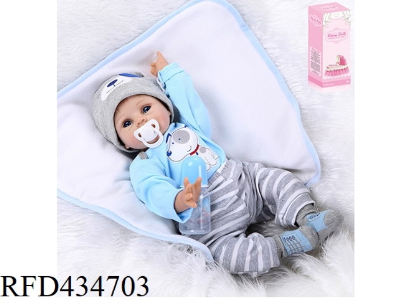 55CM REBIRTH DOLL HIGH SIMULATION BABY DOLL (SIMULATION LANUGO) WITH BOTTLE, MAGNETIC PACIFIER, DIAP