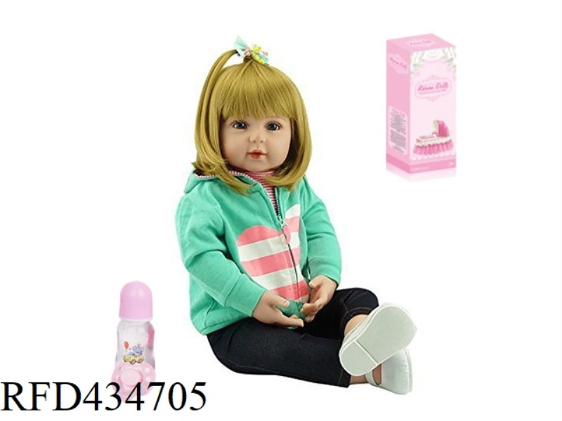 55CM REBIRTH DOLL HIGH IMITATION BABY DOLL (WIG COVER) WITH FEEDING BOTTLE, MAGNETIC PACIFIER, DIAPE