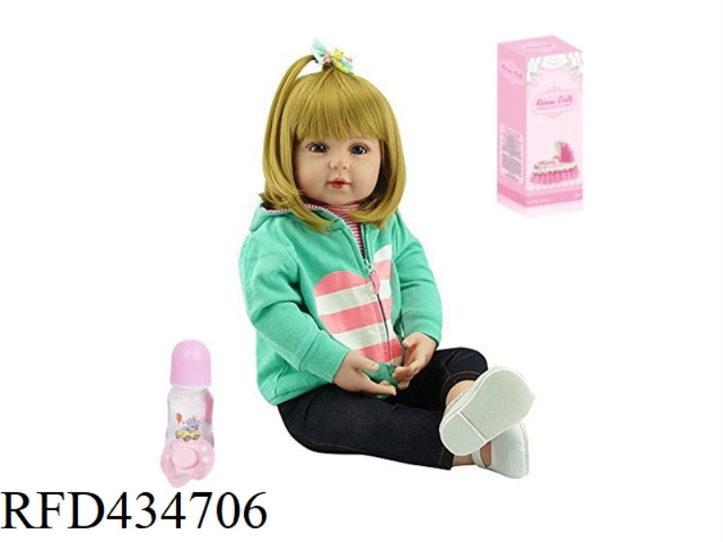 55CM REBIRTH DOLL HIGH SIMULATION BABY DOLL (ORDINARY PP CAR HAIR) WITH FEEDING BOTTLE, MAGNETIC PAC