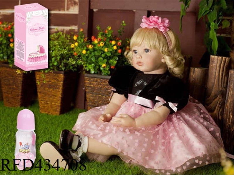 55CM REBIRTH DOLL HIGH SIMULATION BABY DOLL (ORDINARY PP CAR HAIR) WITH FEEDING BOTTLE, MAGNETIC PAC