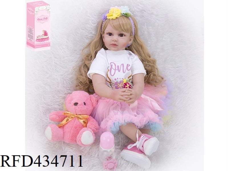 55CM REBIRTH DOLL HIGH IMITATION BABY DOLL (WIG COVER) WITH FEEDING BOTTLE, MAGNETIC PACIFIER, DIAPE