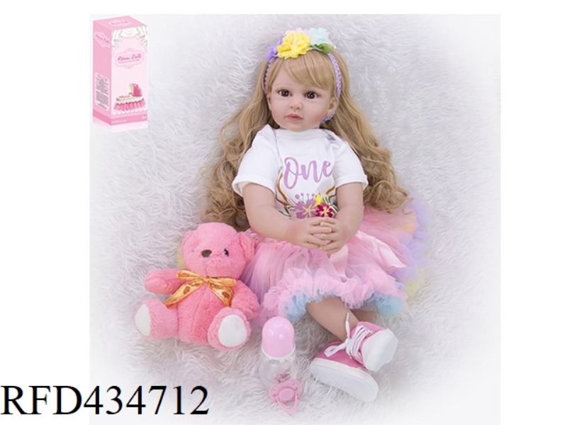 55CM REBIRTH DOLL HIGH SIMULATION BABY DOLL (ORDINARY PP CAR HAIR) WITH FEEDING BOTTLE, MAGNETIC PAC