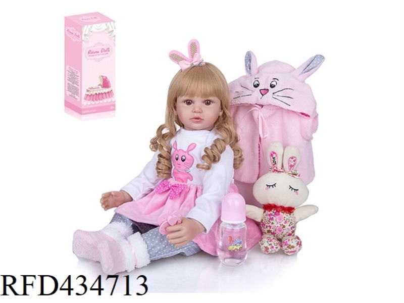 55CM REBIRTH DOLL HIGH IMITATION BABY DOLL (WIG COVER) WITH FEEDING BOTTLE, MAGNETIC PACIFIER, DIAPE