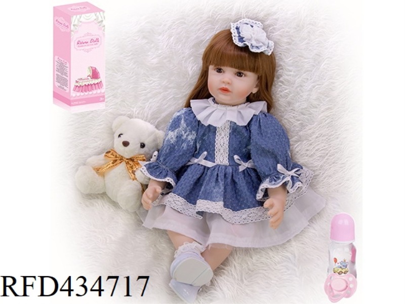 55CM REBIRTH DOLL HIGH IMITATION BABY DOLL (WIG COVER) WITH FEEDING BOTTLE, MAGNETIC PACIFIER, DIAPE