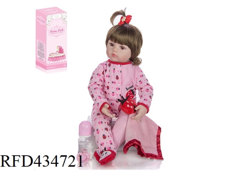 60CM REBIRTH DOLL HIGH IMITATION BABY DOLL (WIG COVER) WITH FEEDING BOTTLE, MAGNETIC PACIFIER, DIAPE