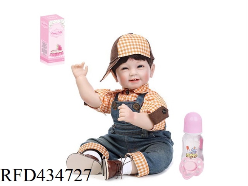 55CM REBIRTH DOLL HIGH IMITATION BABY DOLL (WIG COVER) WITH FEEDING BOTTLE, MAGNETIC PACIFIER, DIAPE