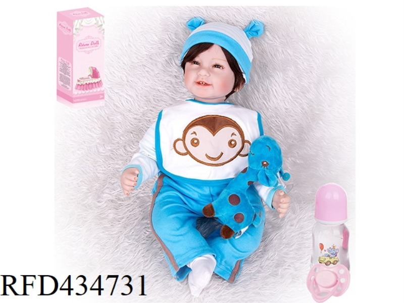 55CM REBIRTH DOLL HIGH IMITATION BABY DOLL (WIG COVER) WITH BOTTLE, MAGNETIC PACIFIER, DIAPER, BIRTH