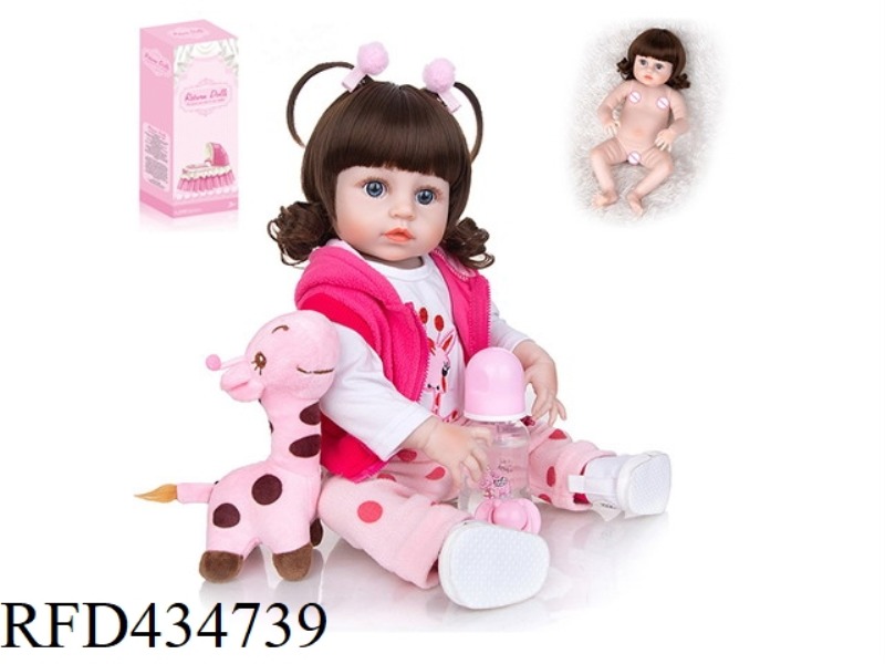 55CM REBIRTH DOLL HIGH SIMULATION BABY DOLL, (ORDINARY PP CAR HAIR) FULL BODY SOFT RUBBER, WITH FEED