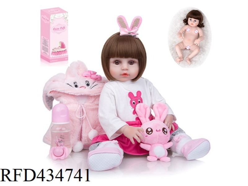55CM REBIRTH DOLL HIGH SIMULATION BABY DOLL, (ORDINARY PP CAR HAIR) FULL BODY SOFT GLUE, WITH FEEDIN