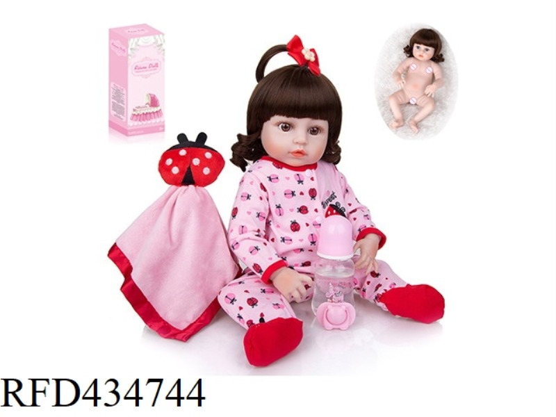 55CM REBIRTH DOLL HIGH IMITATION BABY DOLL, (WIG COVER) FULL BODY SOFT GLUE, WITH FEEDING BOTTLE, MA