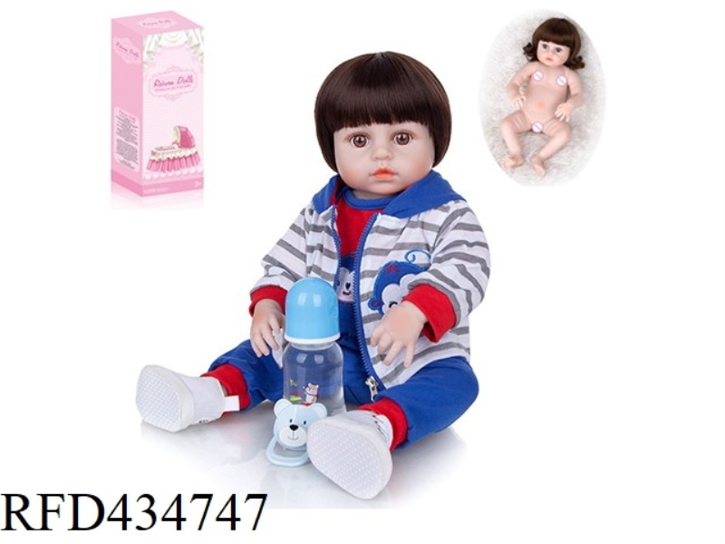 55CM REBIRTH DOLL HIGH SIMULATION BABY DOLL, (ORDINARY PP CAR HAIR) FULL BODY SOFT GLUE, WITH FEEDIN