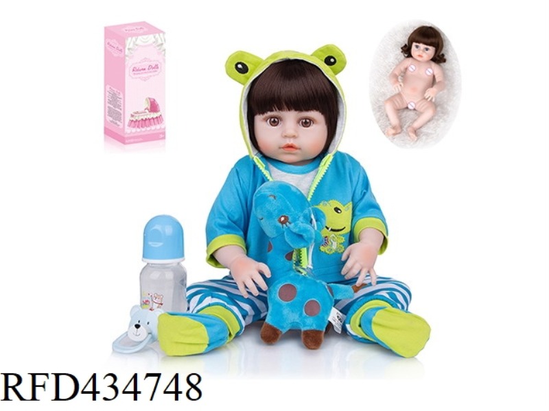 55CM REBIRTH DOLL HIGH IMITATION BABY DOLL, (WIG COVER) FULL BODY SOFT GLUE, WITH FEEDING BOTTLE, MA