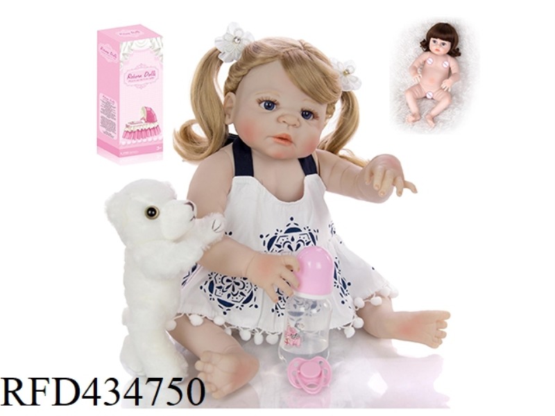 55CM REBIRTH DOLL HIGH IMITATION BABY DOLL, (WIG COVER) FULL BODY SOFT GLUE, WITH FEEDING BOTTLE, MA