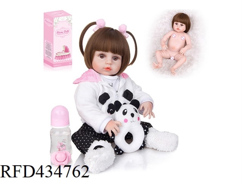 45CM REBIRTH DOLL HIGH IMITATION BABY DOLL, (WIG COVER) FULL BODY SOFT GLUE, WITH FEEDING BOTTLE, MA