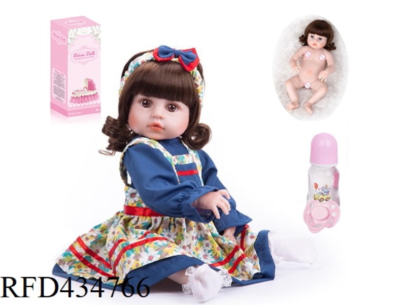 45CM REBIRTH DOLL HIGH IMITATION BABY DOLL, (WIG COVER) FULL BODY SOFT GLUE, WITH FEEDING BOTTLE, MA