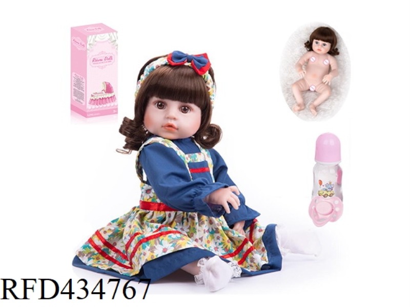 45CM REBIRTH DOLL HIGH SIMULATION BABY DOLL, (ORDINARY PP CAR HAIR) FULL BODY SOFT GLUE, WITH FEEDIN