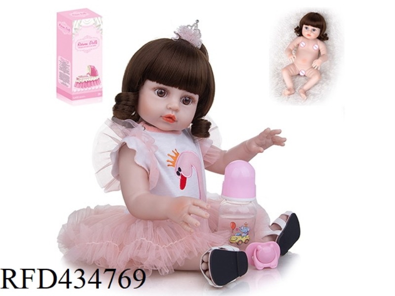 45CM REBIRTH DOLL HIGH SIMULATION BABY DOLL, (ORDINARY PP CAR HAIR) FULL BODY SOFT GLUE, WITH FEEDIN