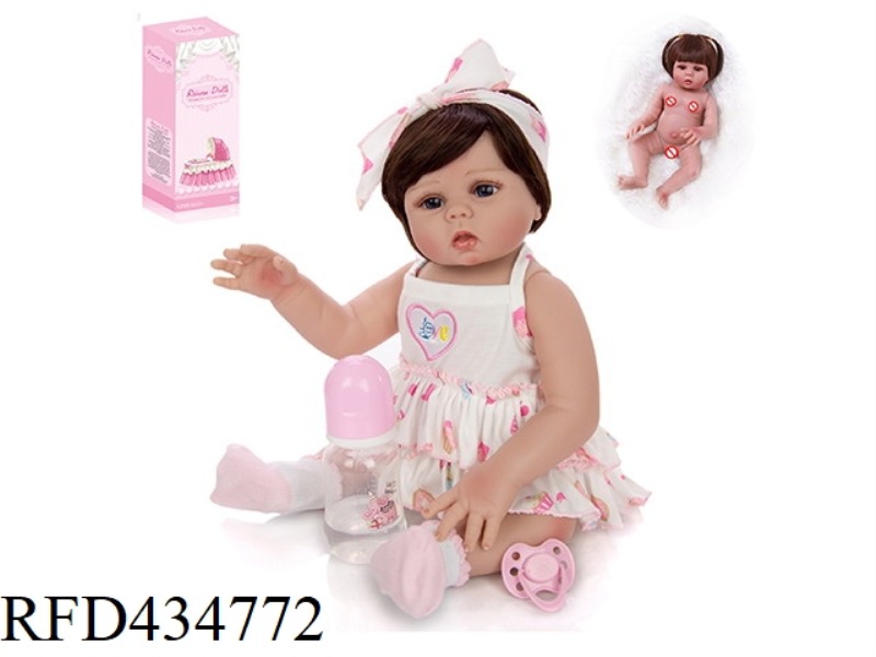 45CM REBIRTH DOLL HIGH IMITATION BABY DOLL, (WIG COVER) FULL BODY SOFT GLUE, WITH FEEDING BOTTLE, MA