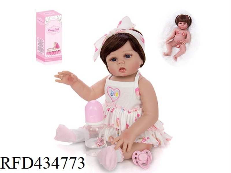 45CM REBIRTH DOLL HIGH SIMULATION BABY DOLL, (ORDINARY PP CAR HAIR) FULL BODY SOFT GLUE, WITH FEEDIN