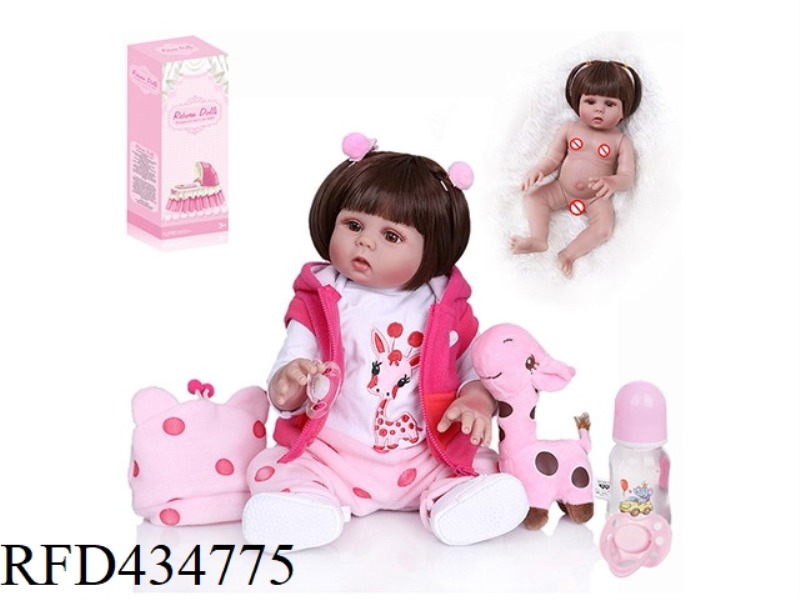 45CM REBIRTH DOLL HIGH SIMULATION BABY DOLL, (ORDINARY PP CAR HAIR) FULL BODY SOFT GLUE, WITH FEEDIN