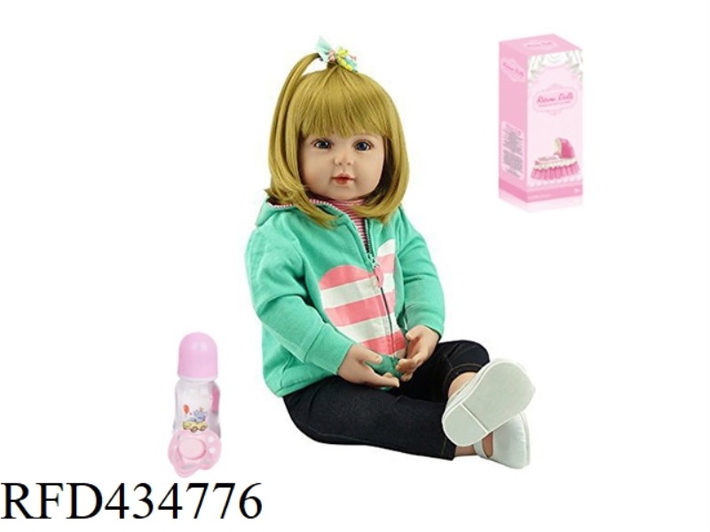45CM REBIRTH DOLL HIGH IMITATION BABY DOLL, (WIG COVER) FULL BODY SOFT GLUE, WITH FEEDING BOTTLE, MA